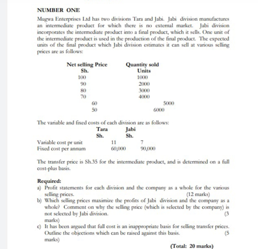 Help me solve the following questions NUMBER ONE