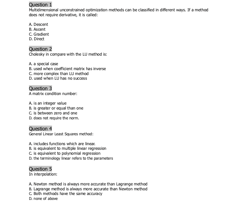 Hi. these are past paper multiple choice