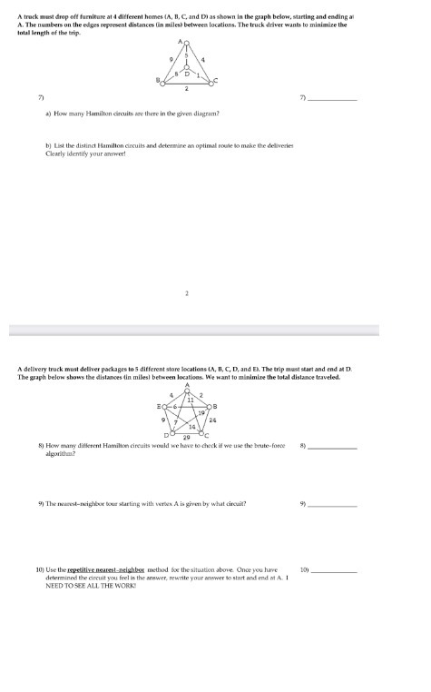 A truck must drop off furniture at 4 different