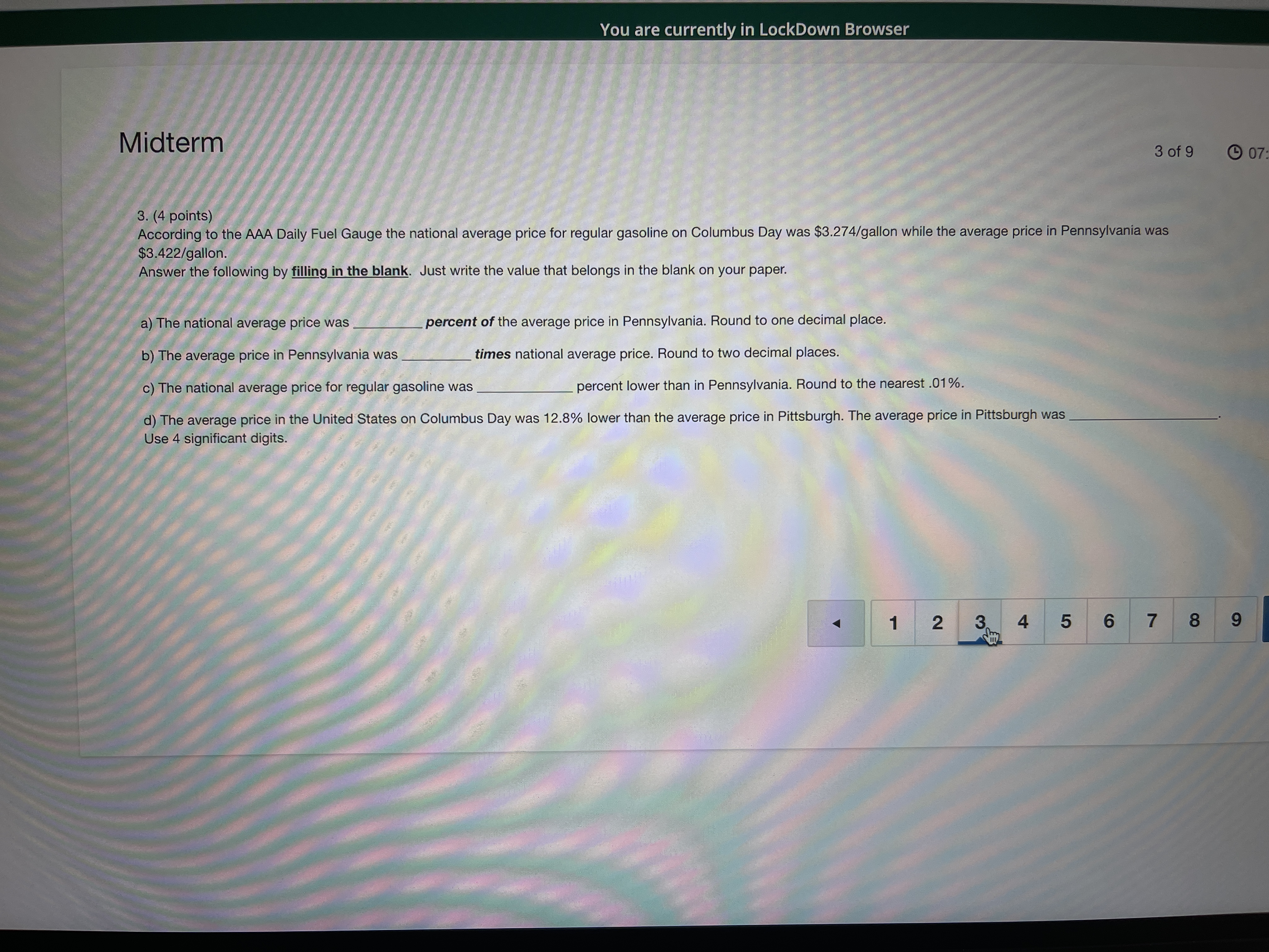 You are currently in LockDown Browser Midterm 3