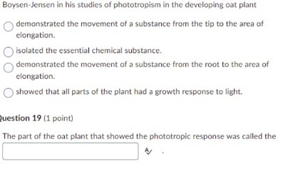 Boysen-Jensen in his studies of phototropism in