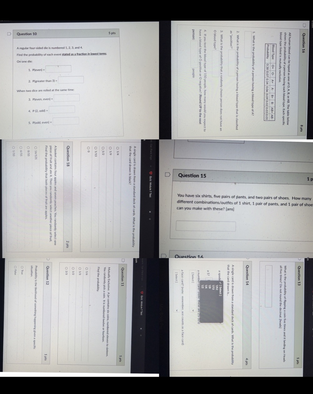 Question 16 8 pts Question 13 1 pts All human