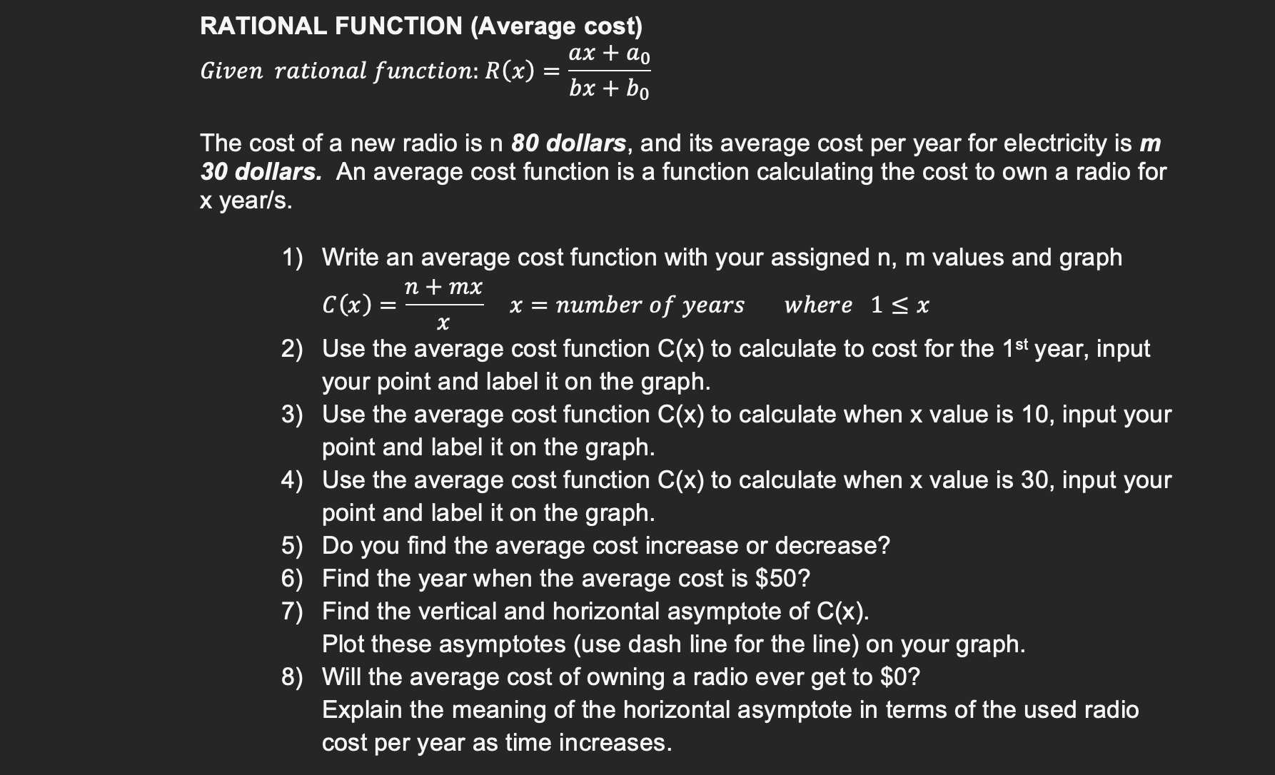 RATIONAL FUNCTION (Average cost) 6' 15'
