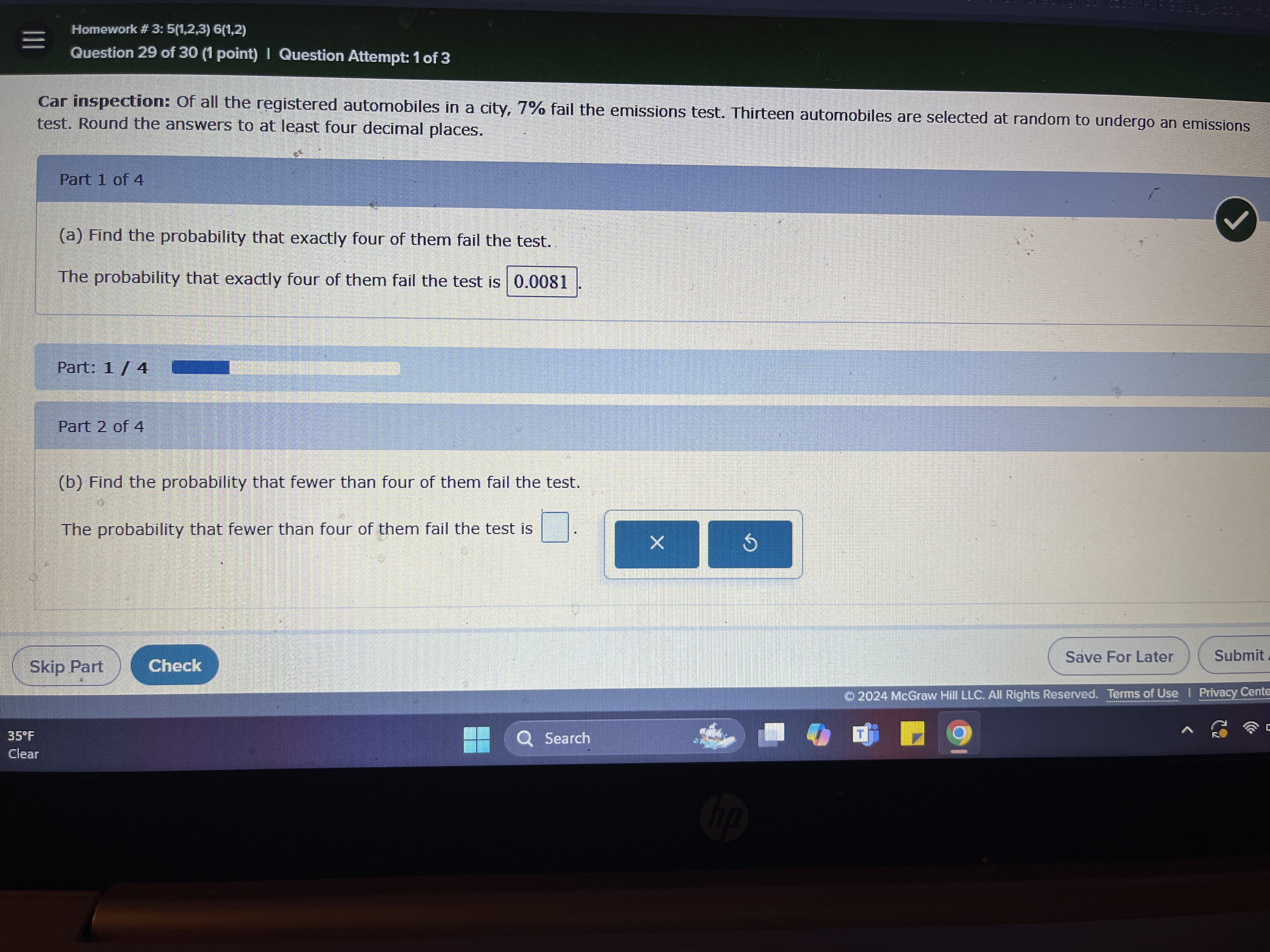Homework # 3: 5(1,2,3) 6(1,2) Question 29 of 30