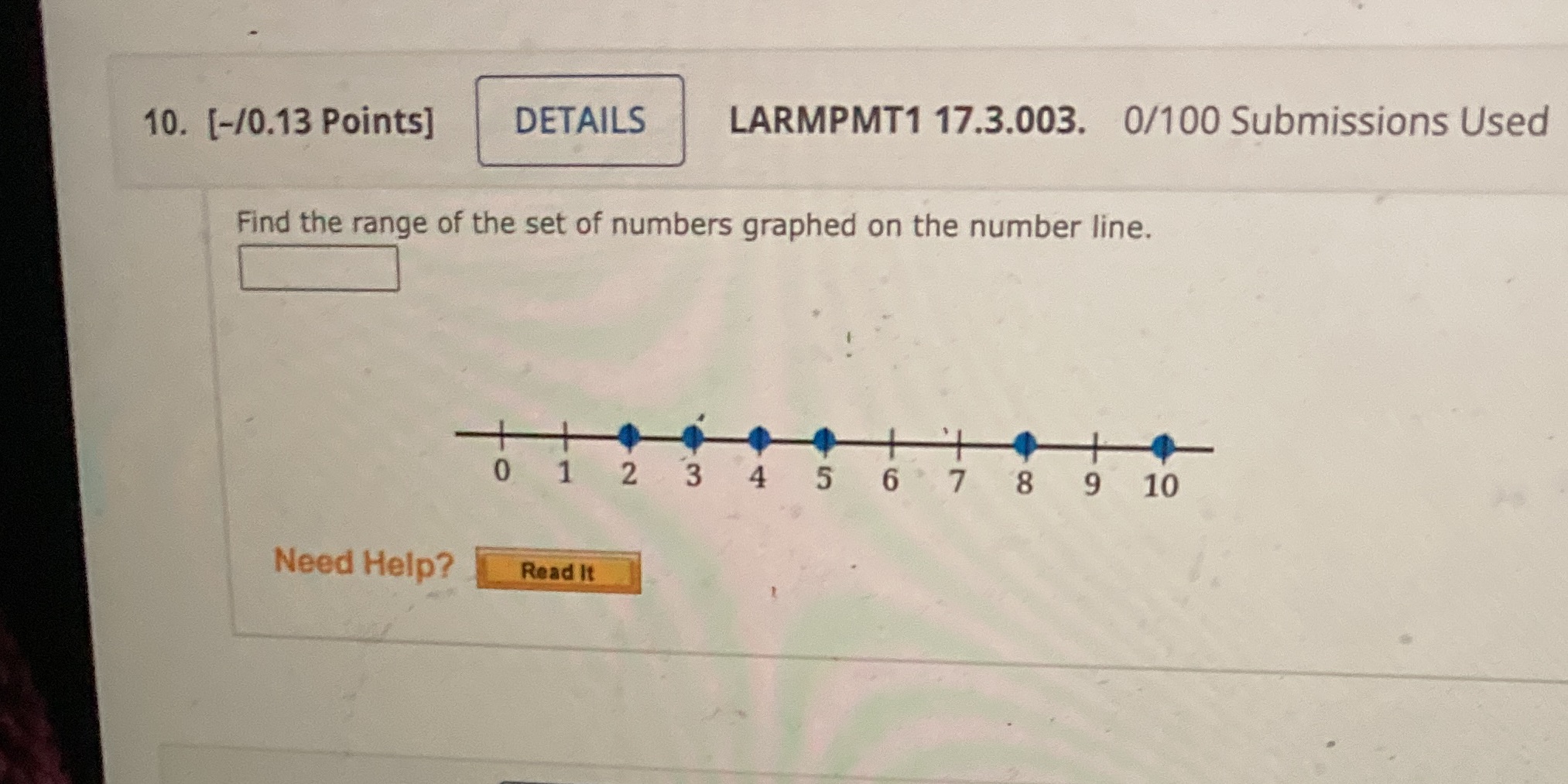 10. [-/0.13 Points] DETAILS LARMPMT1 17.3.003.