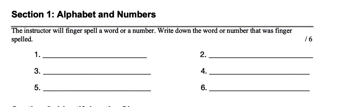 Section 1: Alphabet and Numbers The instructor