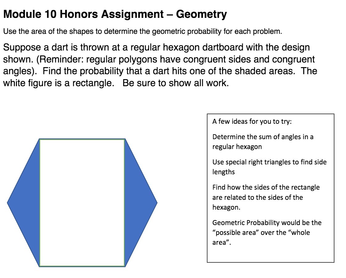 Module 10 Honors Assignment Geometry Use the area