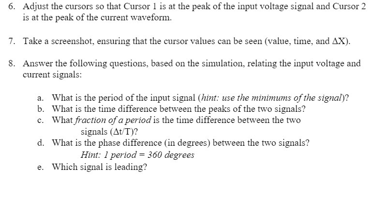6. Adjust the cursors so that Cursor 1 is at the