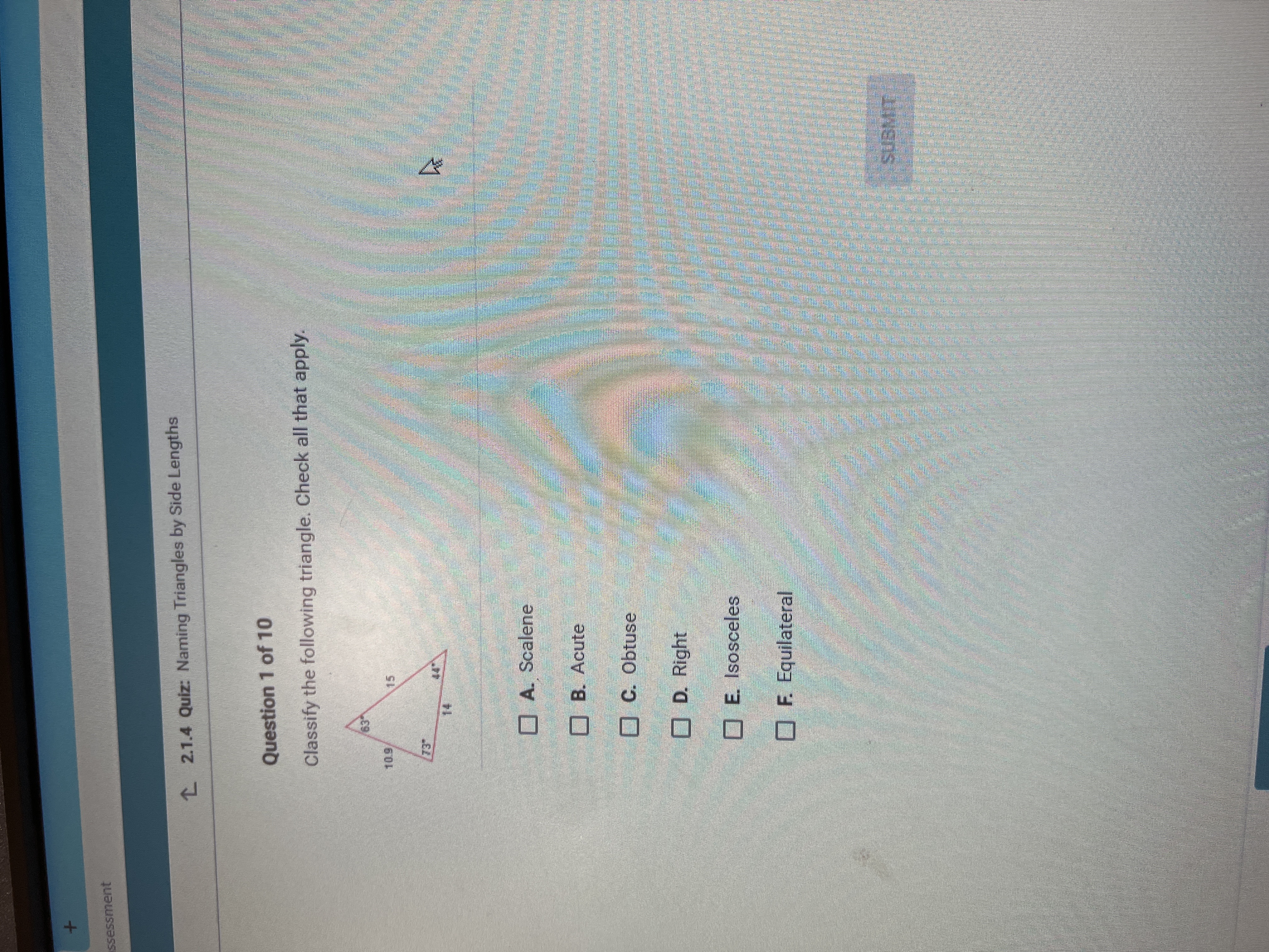 + ssessment L 2.1.4 Quiz: Naming Triangles by