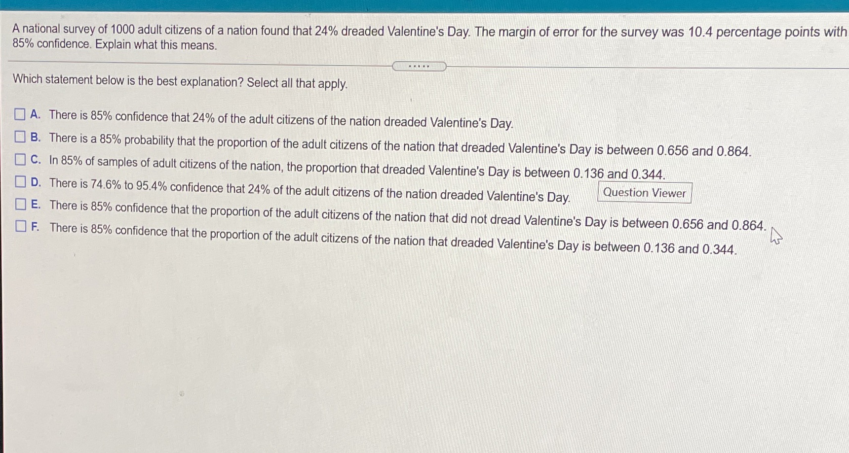 A national survey of 1000 adult citizens of a