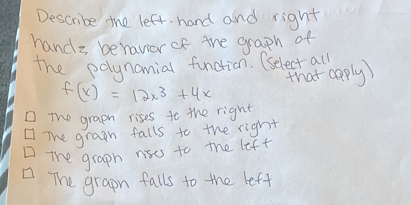Describe the left- hand and right hand s behavior