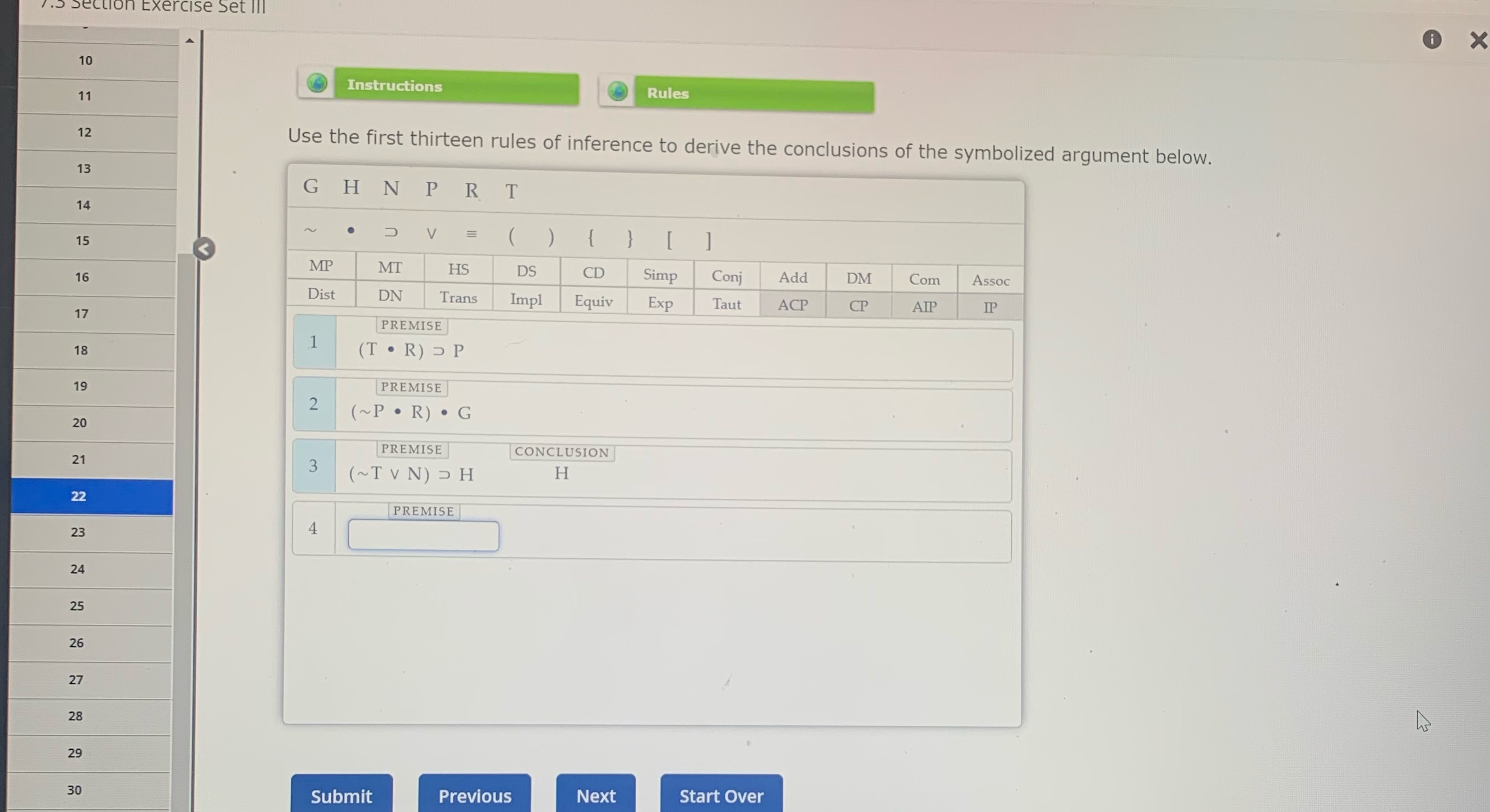 Section Exercise Set III O X 10 Instructions