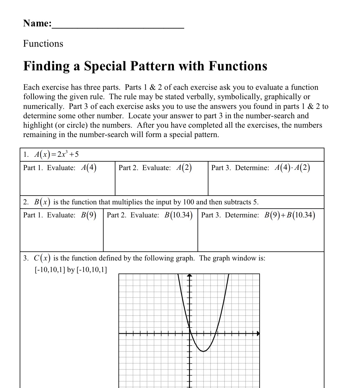 Name: Functions Finding a Special Pattern with