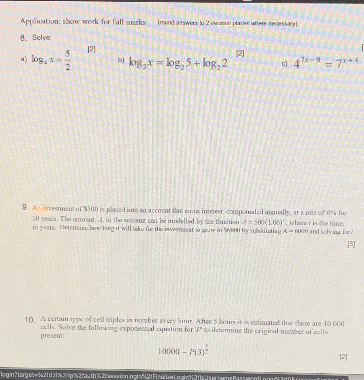 8-10 please Application: show work for full marks