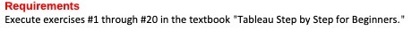 Requirements Execute exercises #1 through #20 in