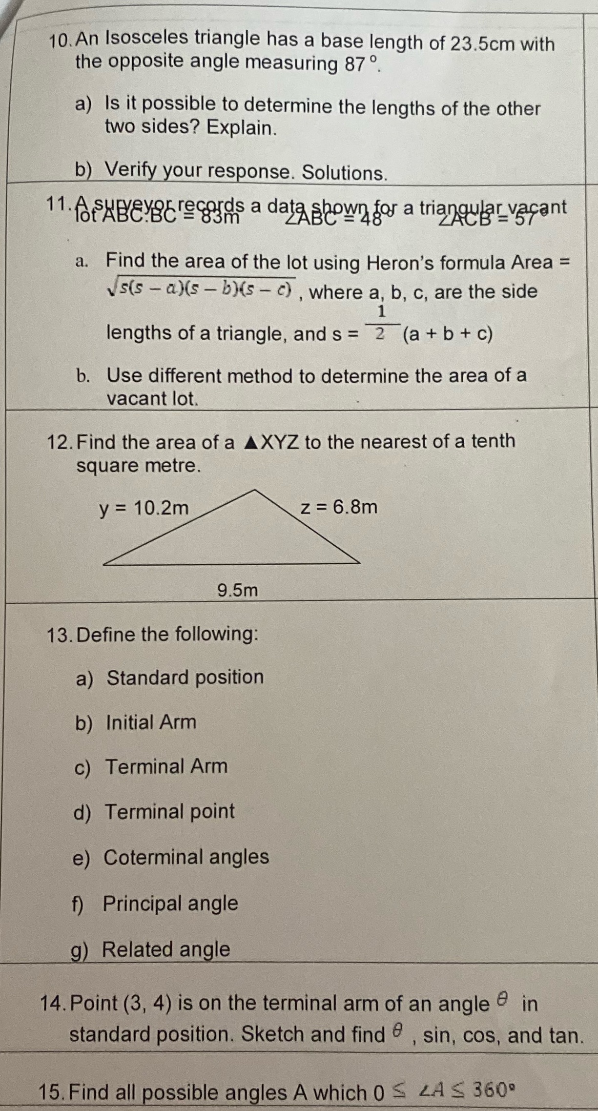 I need help please with these questions. 10. An