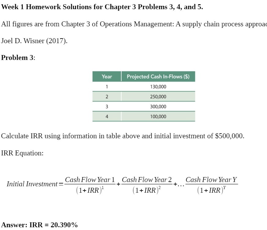 Week 1 Homework Solutions for Chapter 3 Problems