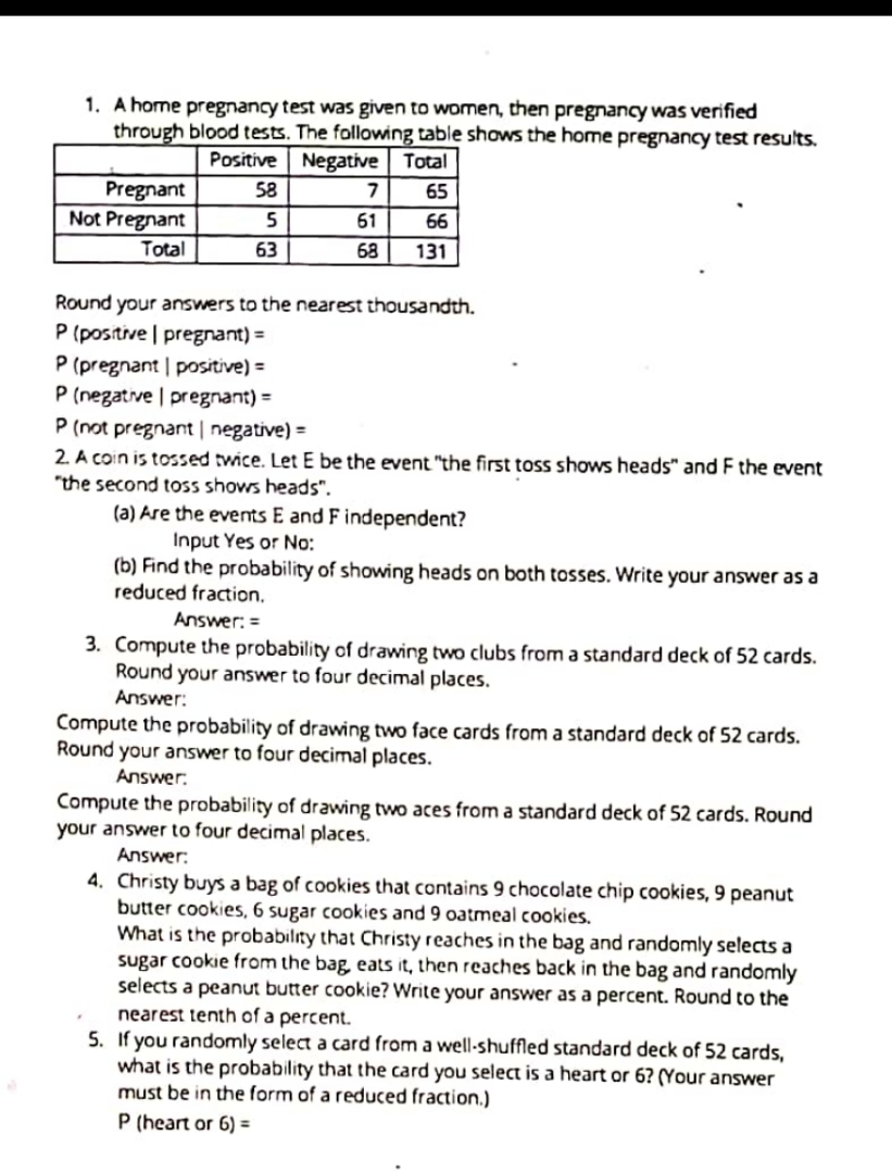 probability and counting 1. A home pregnancy test