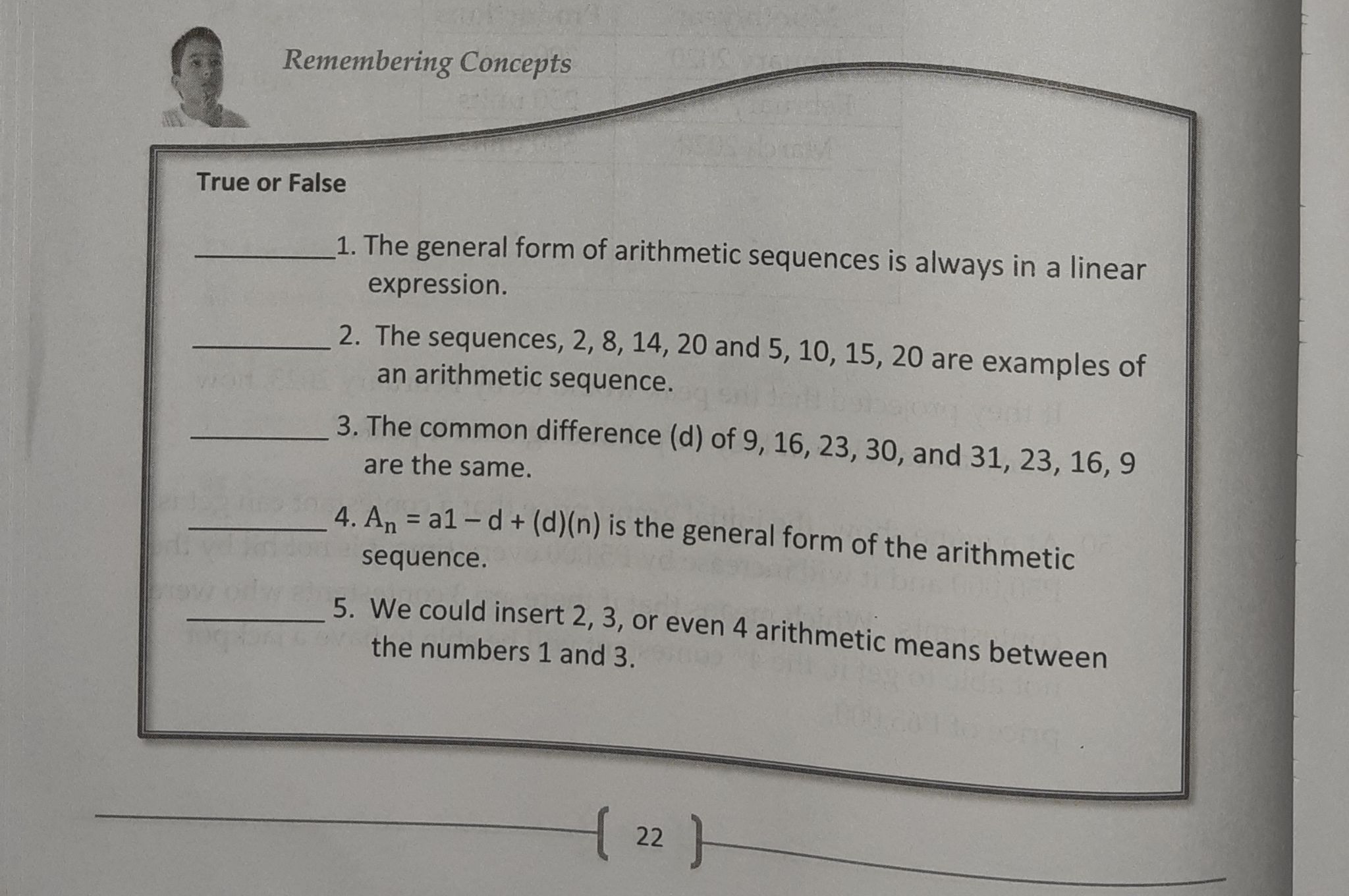 Remembering Concepts True or False 1. The sum of