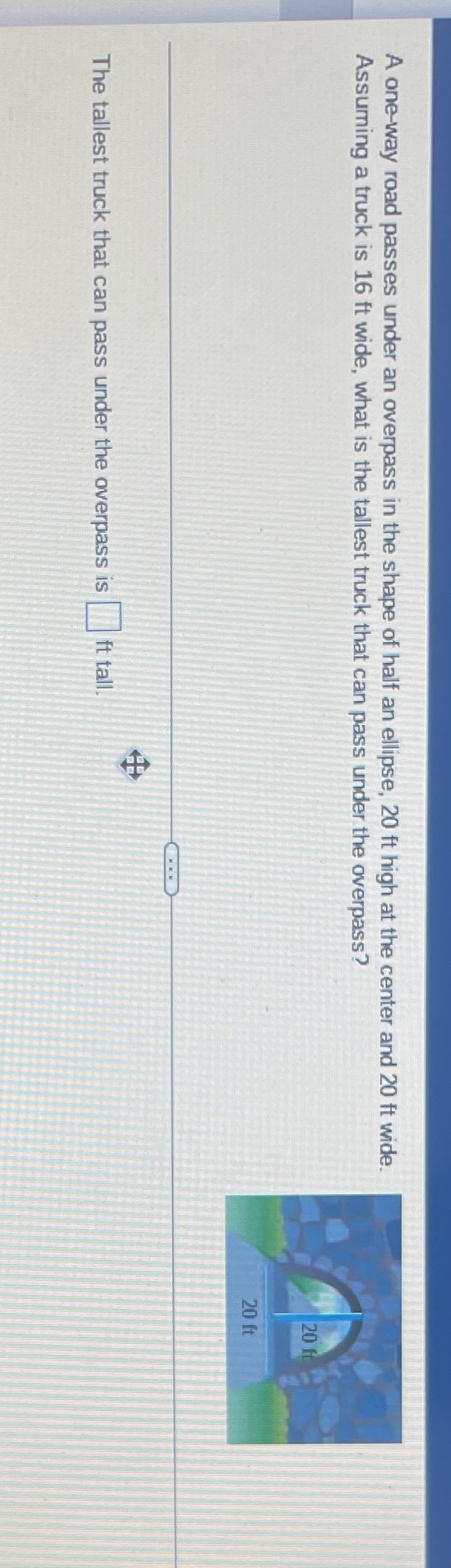 A one-way road passes under an overpass in the