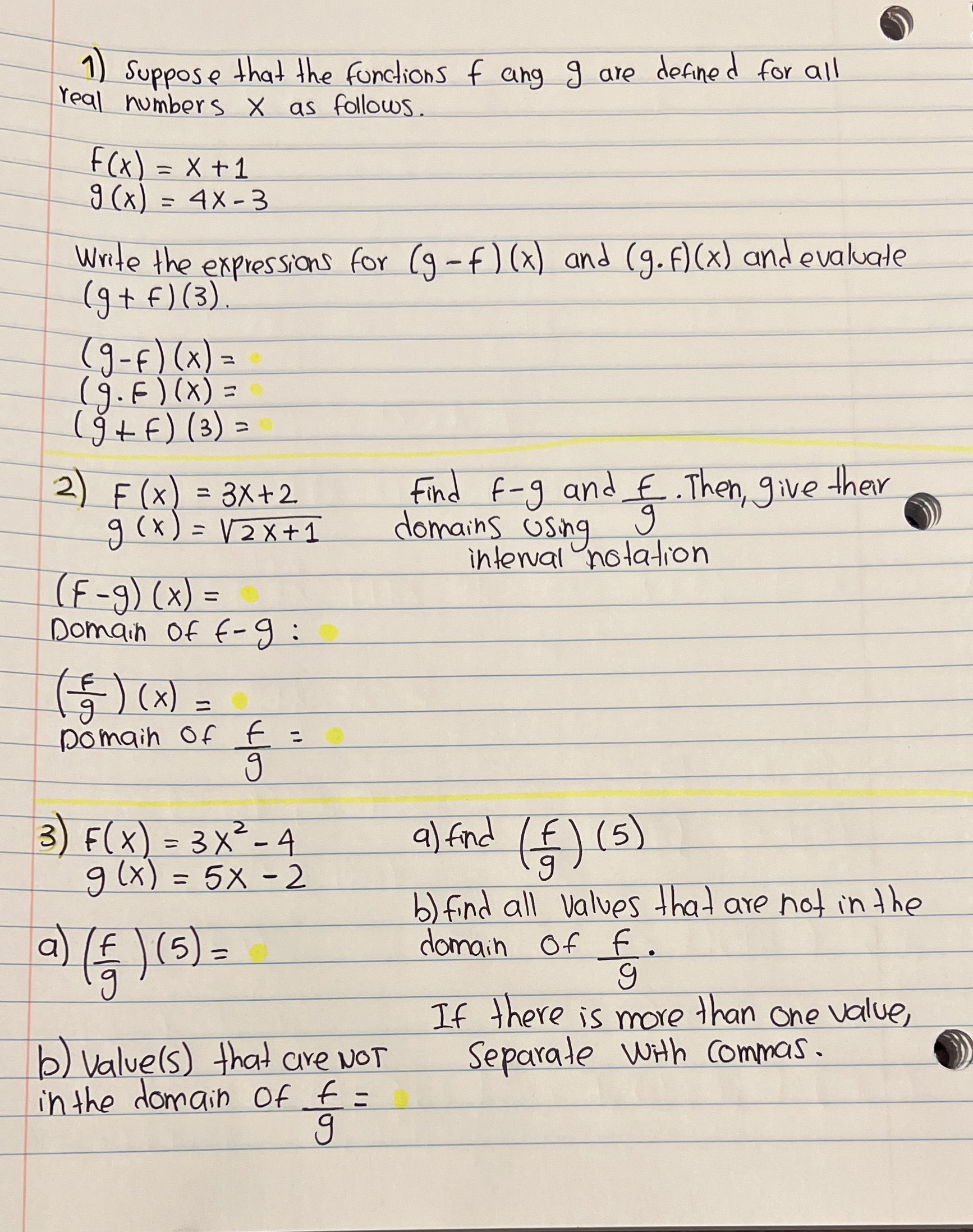 1) Suppose that the functions f ang 9 are defined