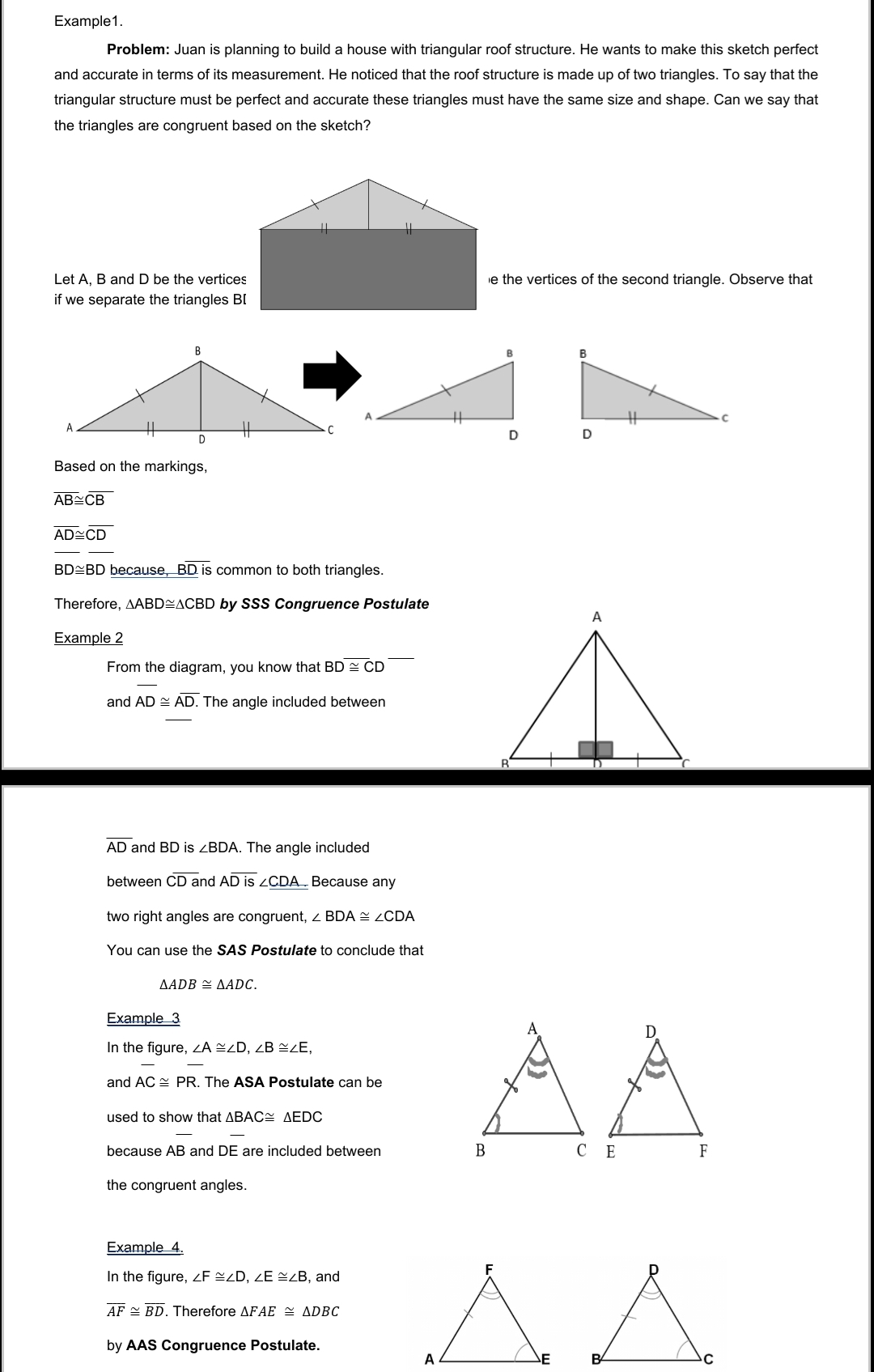 B. Directions: Illustrate the congruent triangle