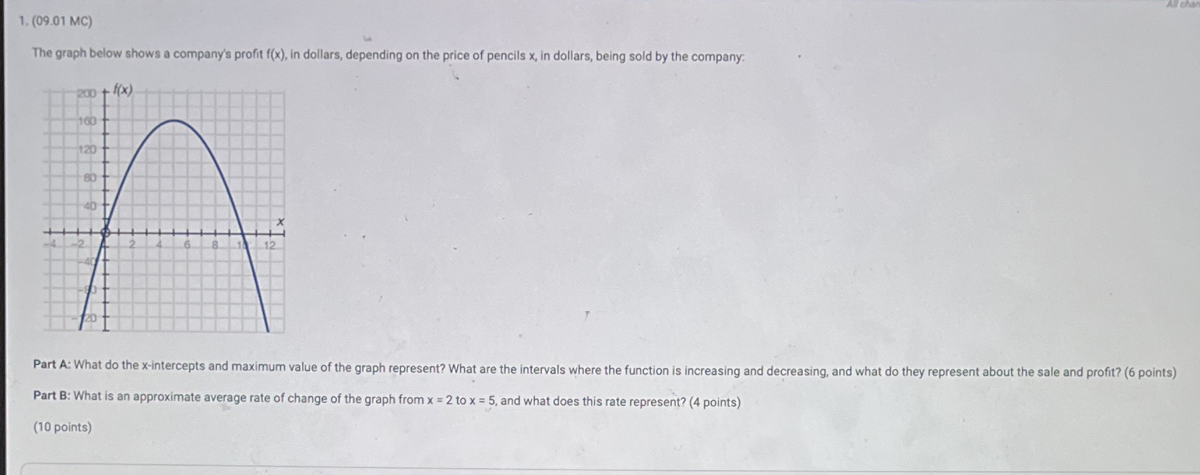1. (09.01 MC) The graph below shows a
