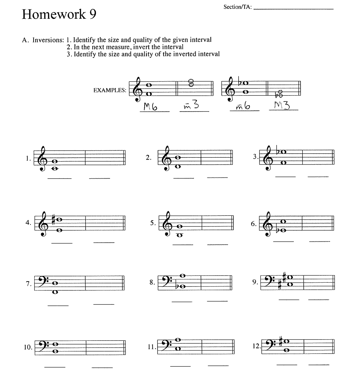 Section/TA: Homework 9 A. Inversions: 1. Identify