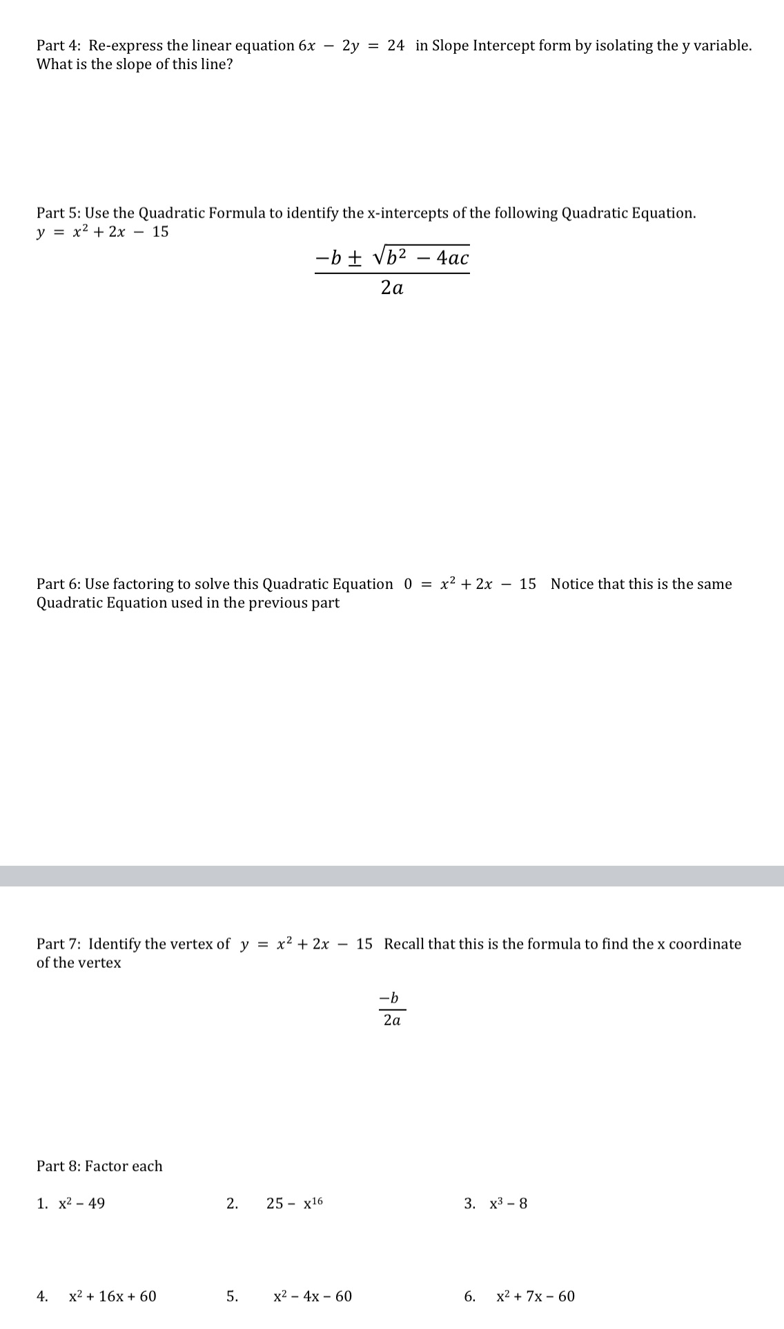 Help Part 4: Re-express the linear equation 6x 2y