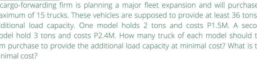 cargo-forwarding firm is planning a major fleet