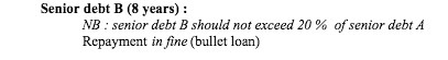 Senior debt B (8 years) : NB : senior debt B