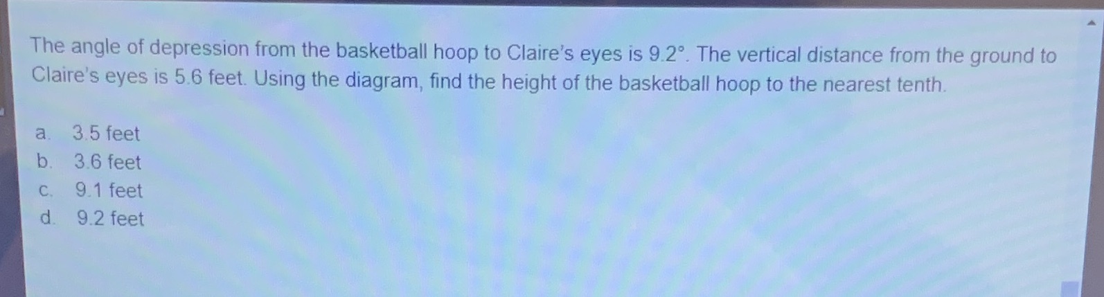 What's the answer The angle of depression from
