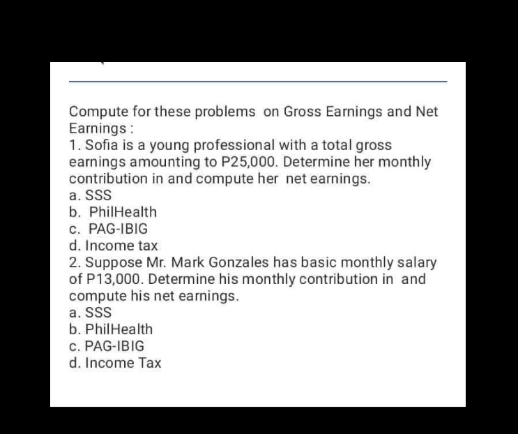 please I need help to answer this Compute for