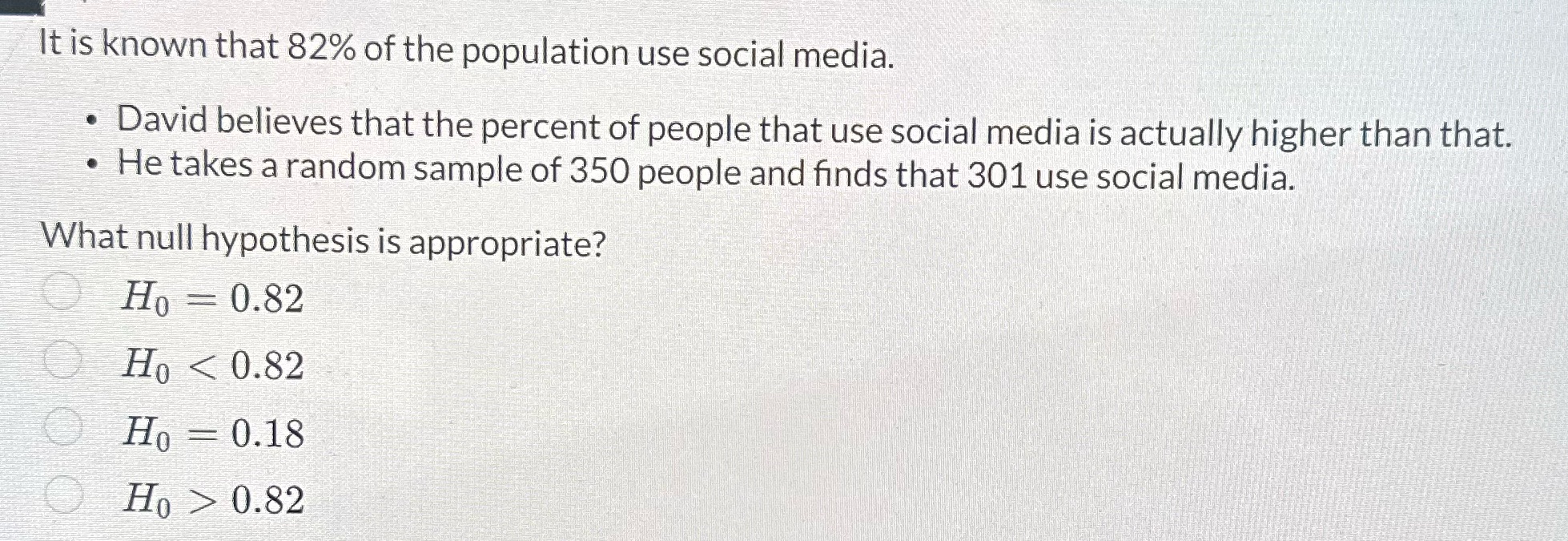 It is known that 82% of the population use social