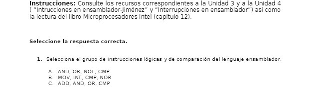Instrucciones: Consulte los recursos