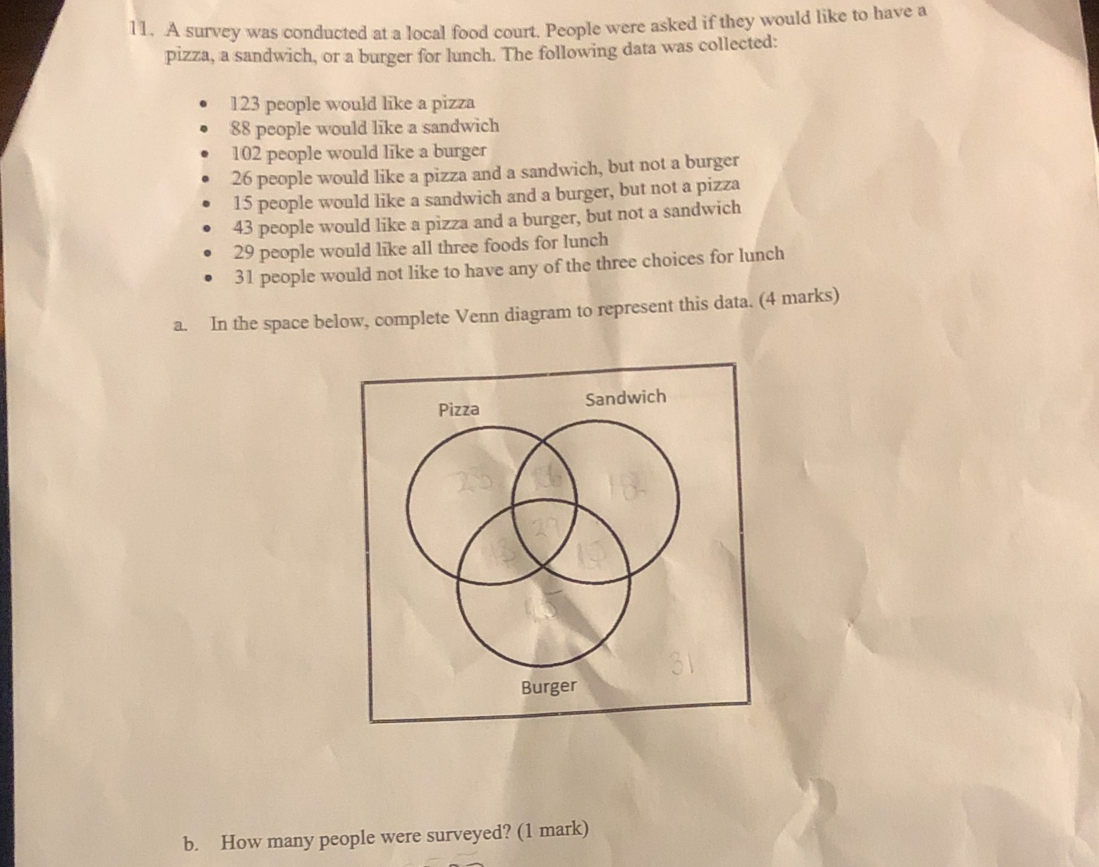 11. A survey was conducted at a local food court.