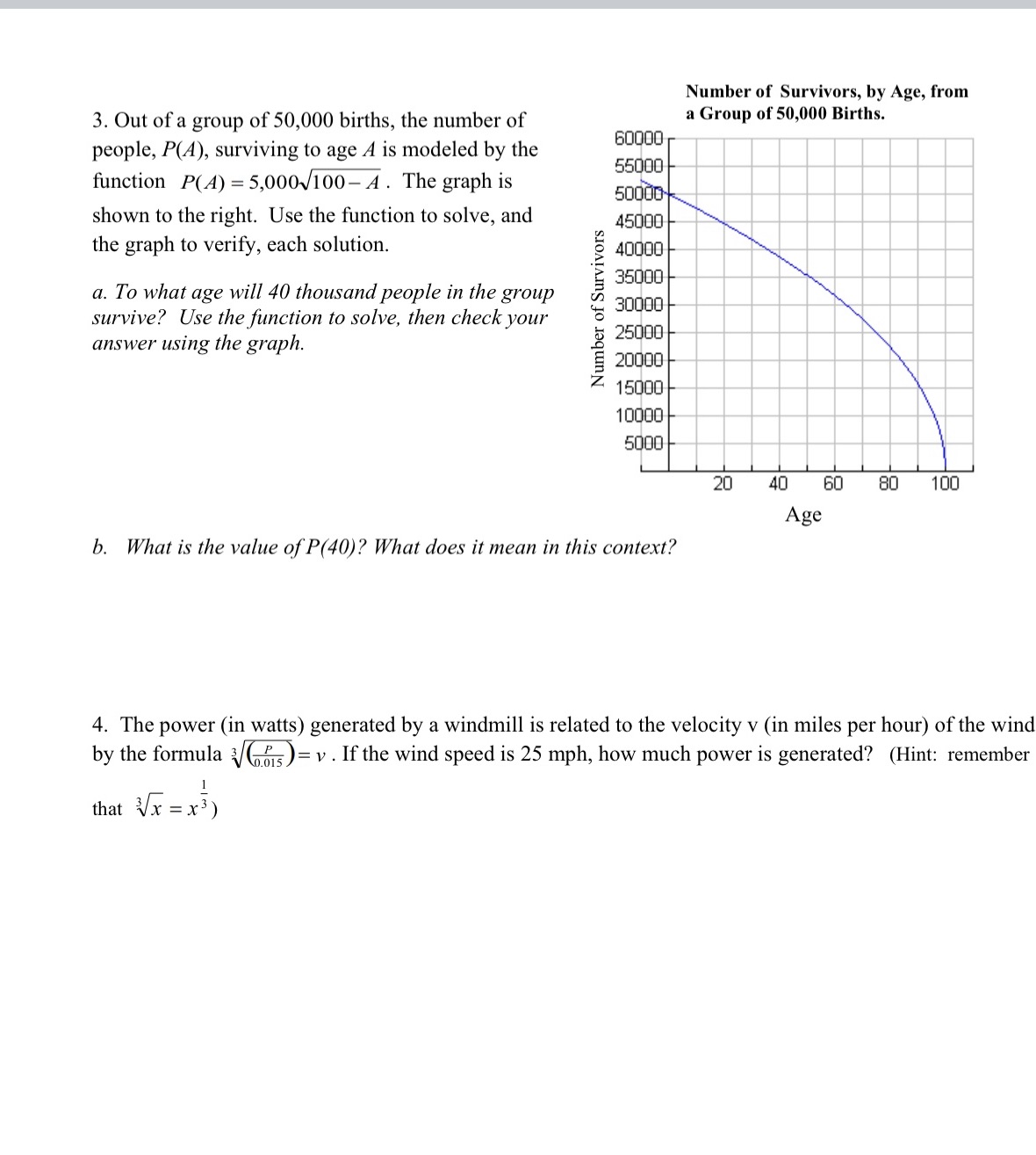 Number of Survivors, by Age, from 3. Out ofa