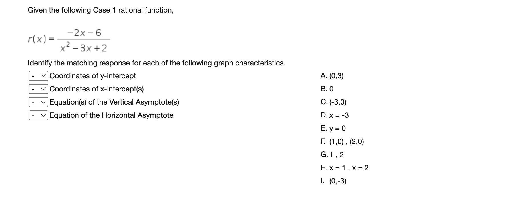 r(x) = x- + 4x -12 3x- - 3 Identify the matching
