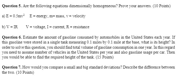 Question 5. Are the following equations