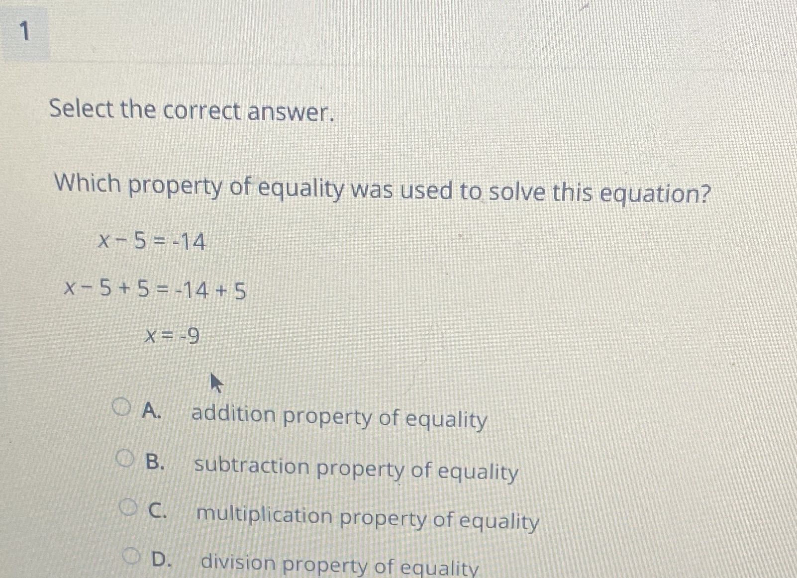 Help on my math homework Select the correct