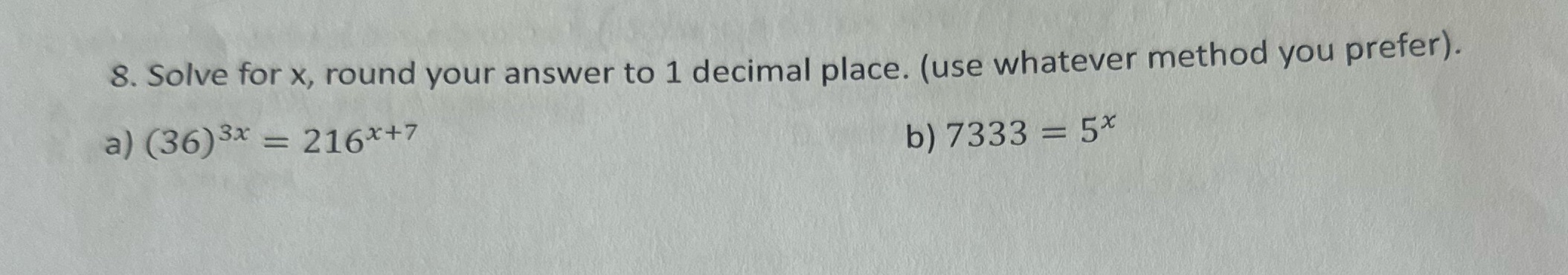 8. Solve for x, round your answer to 1 decimal