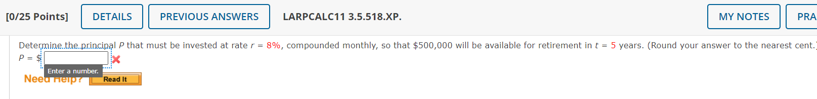 [0/25 Points] DETAILS PREVIOUS ANSWERS LARPCALC11