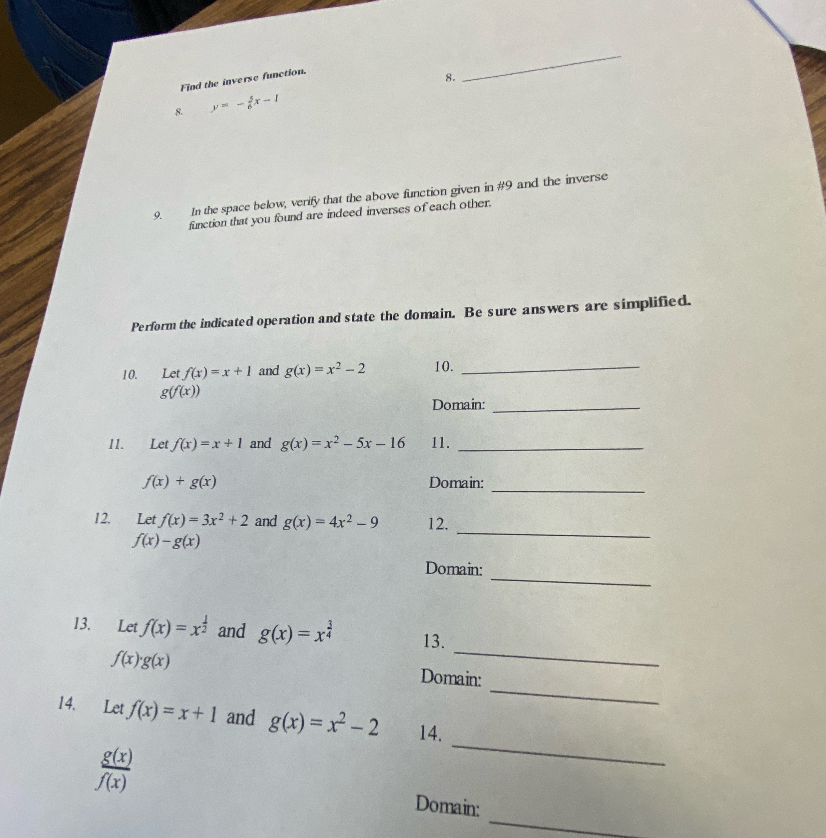 Find the inverse function. 8. 1 = - 2x-1 In the