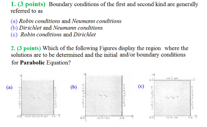 l. (3 points) Boundary conditions of the rst and