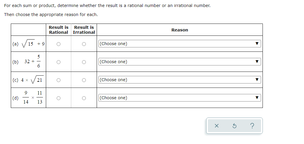 T For each sum or product, determine whether the