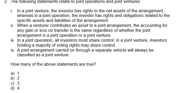 2. The following statements relate to joint