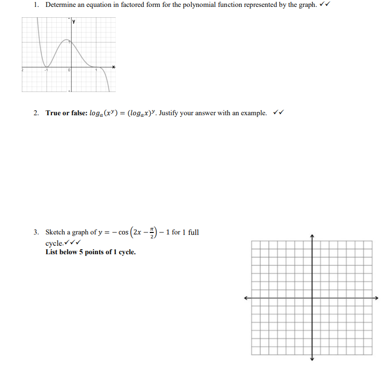 1. Determine an equation in factored form for the