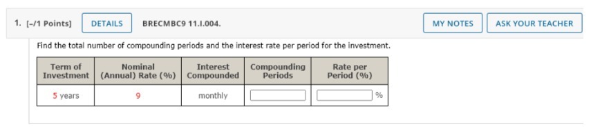 1. [-/1 Points] DETAILS BRECMBC9 11.1.004. MY