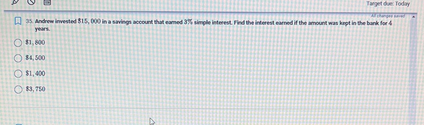 Target due: Today All changes saved 35. Andrew