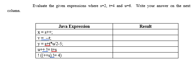 Evaluate the given expressions where s=2, t=4 and